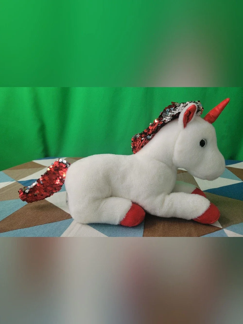 Aurora Plush Unicorn Valentine Red Sequin Mane & Hooves Stuffed Animal Stuffie